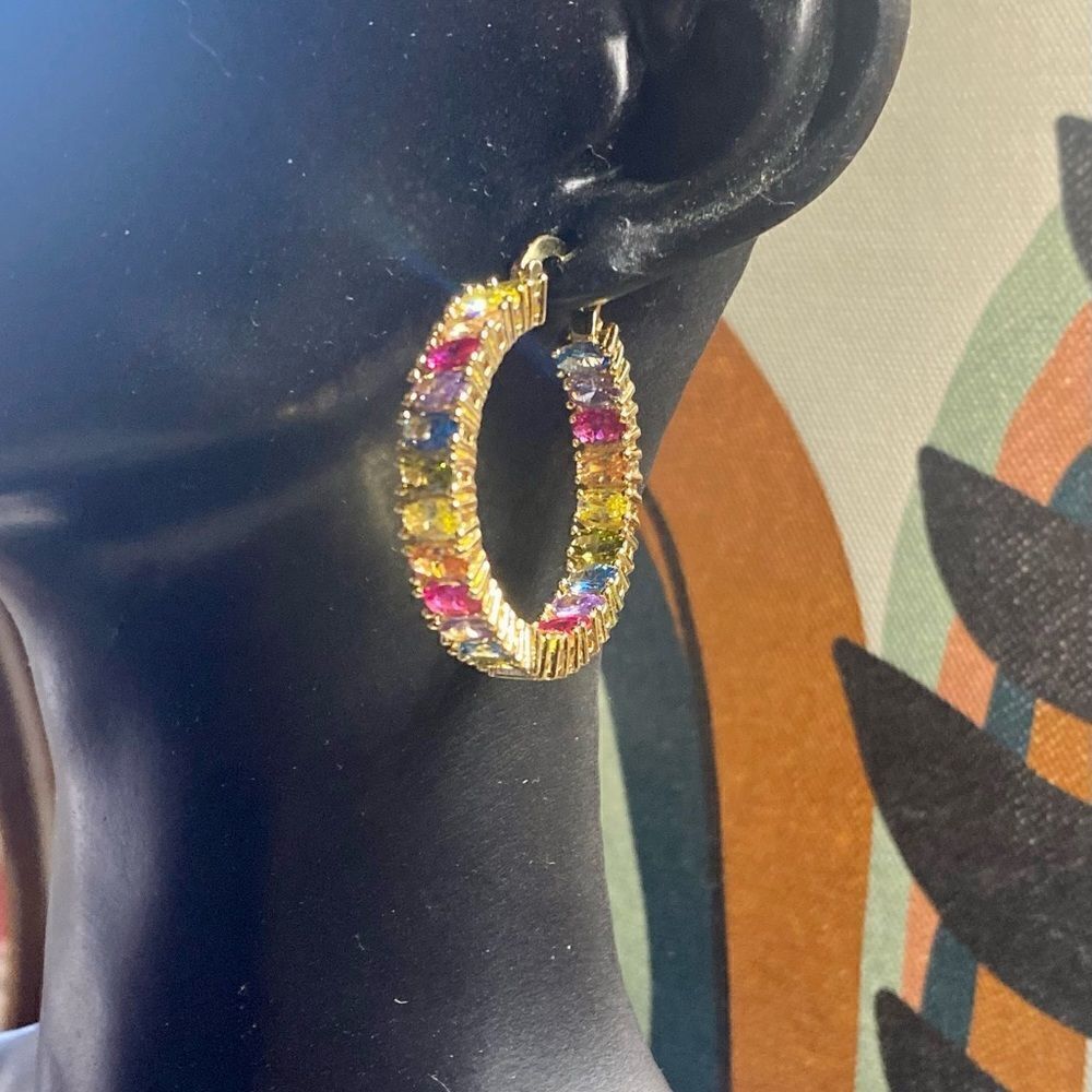 Inside-Outside Swarovski Hoop Earrings 18KP NWOT
